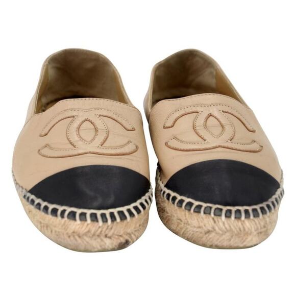Chanel Cap Toe Large 38 Monogram Leather CC Espadrille Flats CC-0921N-0005 - Picture 3 of 11